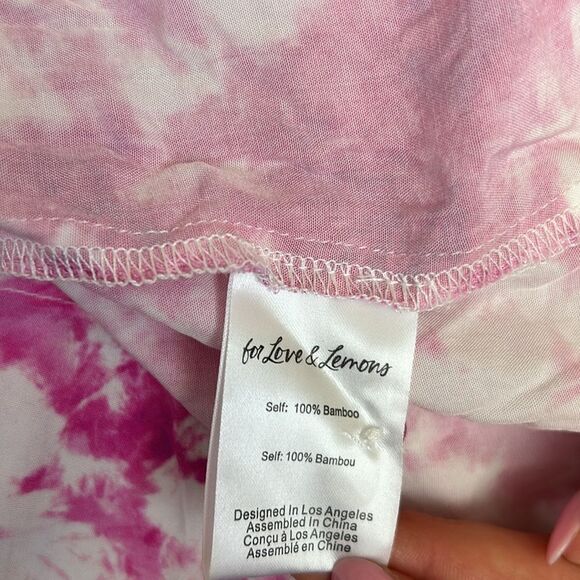 For Love & Lemons Devon V-Neck Long Sleeve Mini Shirt Dress in Pink size L - Picture 14 of 14